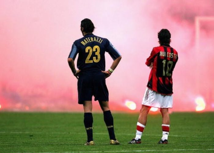 Marco Materrazi and Rui Costa - Milan derby