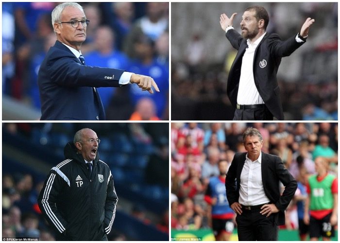 Claudio Ranieri, Slaven Bilic, Tony Pulis and Claude Puel, Leicester City, West Brom, West Ham, Southampton, Football, Premier League