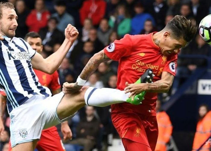 Roberto Firmino scores the winning goal against West Brom.